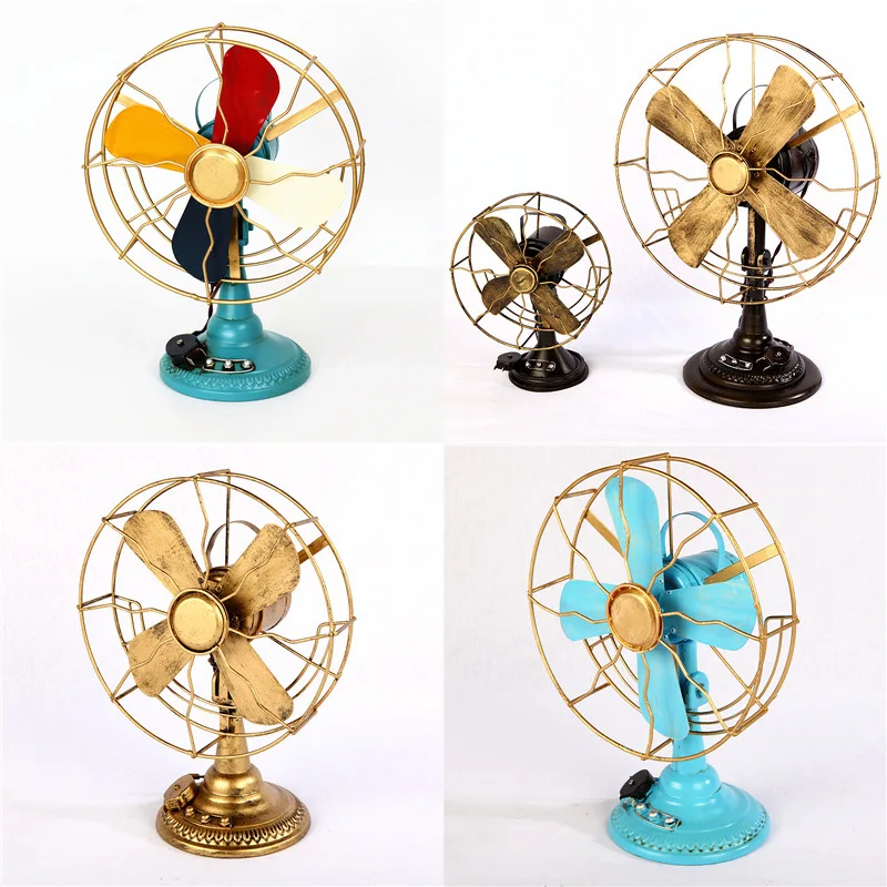 

Antique Do Old Home Decoration Iron Art Electric Fan Model for Clothes Shop Cafe Window Ornament Creative Fan Photography Props