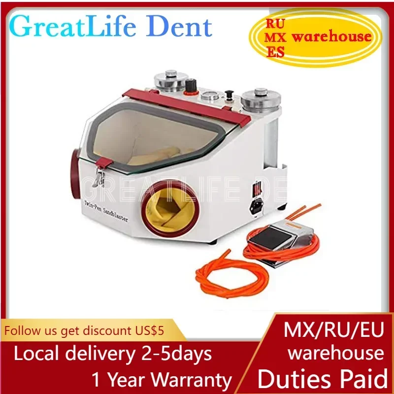 GreatLife Twin Double Pen Dental Lab Equipment Dental Air Prophy Air Polisher Sandblasting Machine Dental Sandblasting Machine