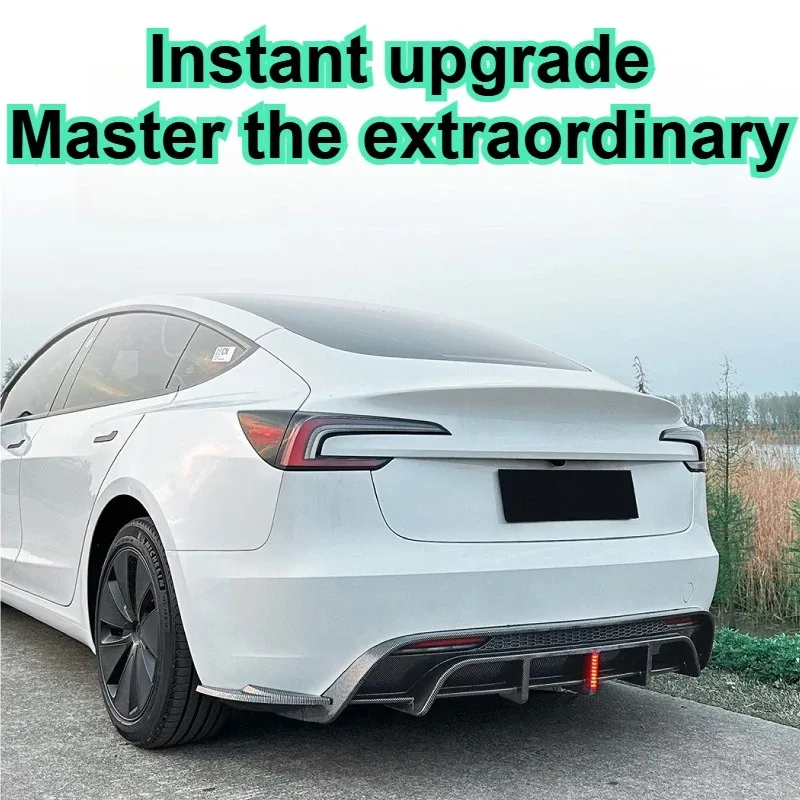 ل تسلا نموذج 3 2024 + المصد الخلفي مصباح إرشاد الشفاه الخلفي الناشر شفرة تقليم الذيل الشفاه المفسد الخارجي تعديل الملحقات #2