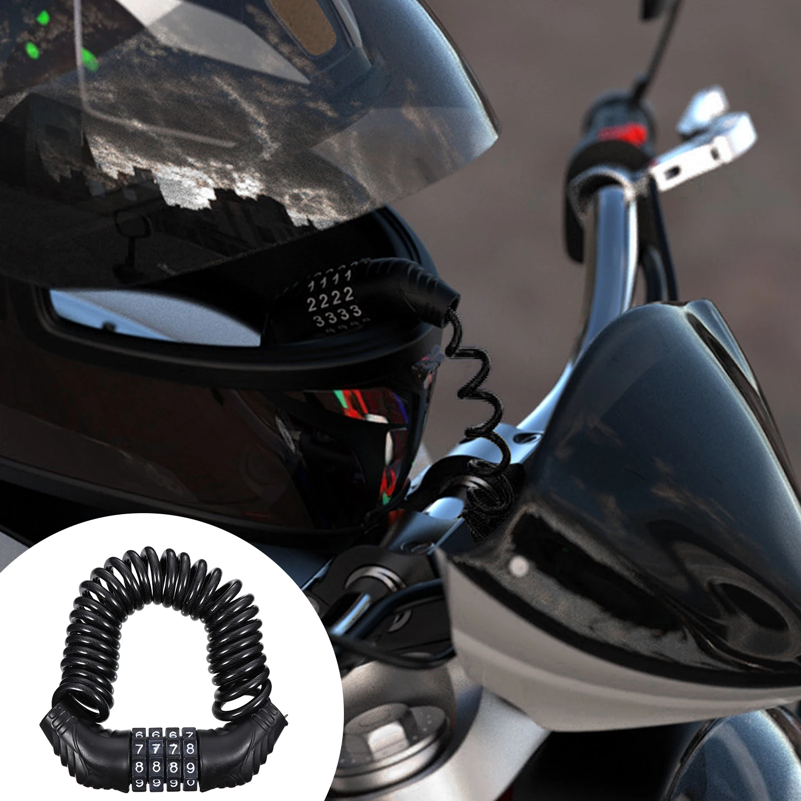 

High Security Bike Steel Cable Motorcycle Anti Theft Combination PortableHelmet Lock Travel Luggage Sports