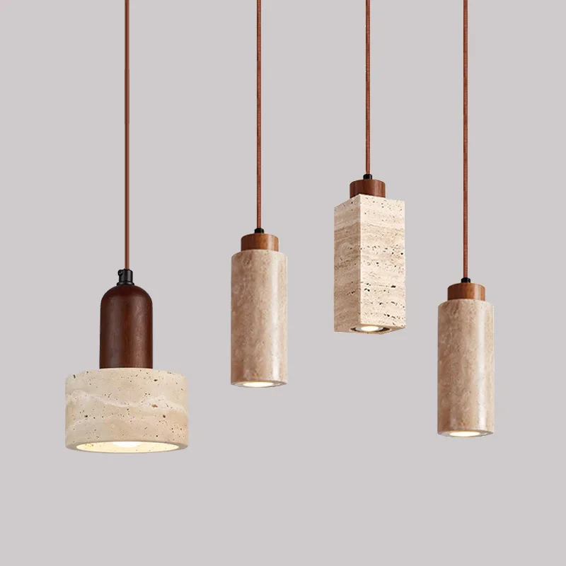 

Желтый мраморный светильник Япония Ваби-Саби Травертин Подвесные светильники Скандинавские прикроватные светильники Ресторан Обеденный стол Проход Подвесной светильник E27