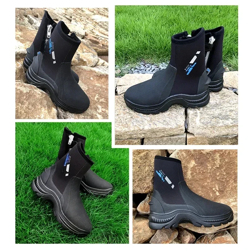 

Водные ботинки для дайвинга и сплавов 5 мм, высокие, утолщенные, с низким вырезом, противоскользящие, для водного спасения и снорклинга, мужские и женские