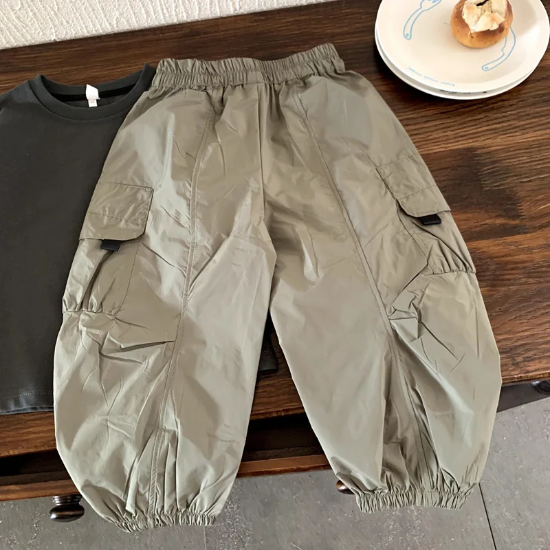 Boys Pant 2026 Autumn Spring Korean Style Casual Fashion Versatile Well Designed Workwear Khaki Solid Color Pants