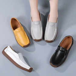 Genuine Leather Women's Casual Shoes Leisure Sneakers Women Luxury Brand Slip-on Loafers Female Soft Moccasins Zapatos De Mujer