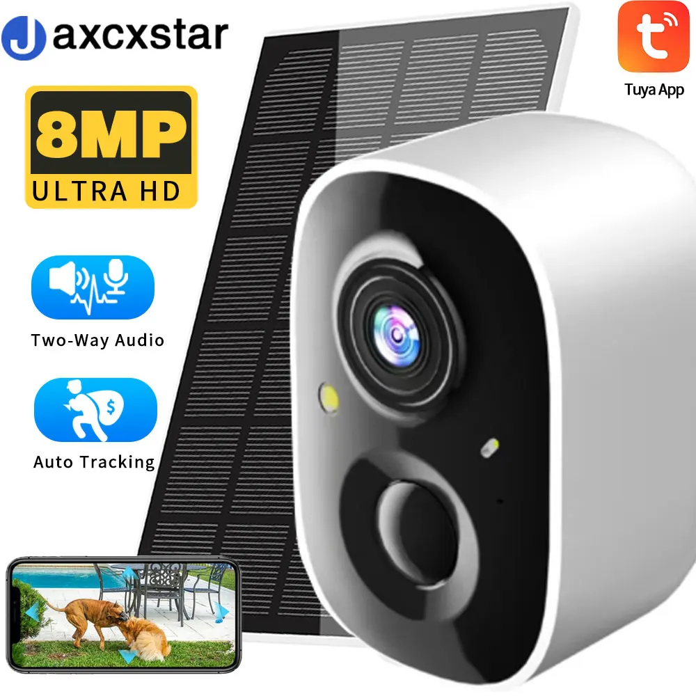 

TUYA 5MP IP Camera Outdoor Built-in Battery Solar Panel 2-way Audio Human Detection Security Monitoring Closed-circuit WiFi Came