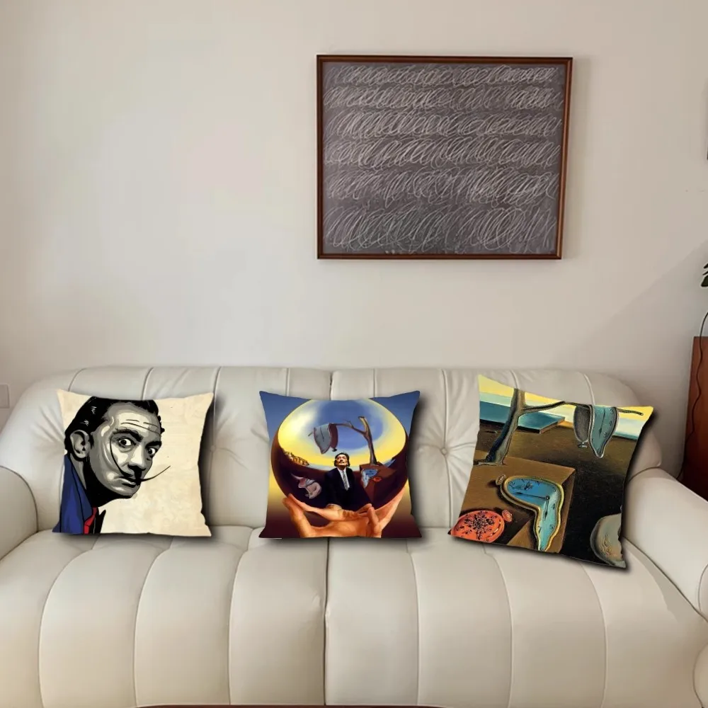 S-Salvador Dali Pop Art Pillow Case Living Room Accent Couch Back Support Square Lounge Restful Nap Companion ﻿