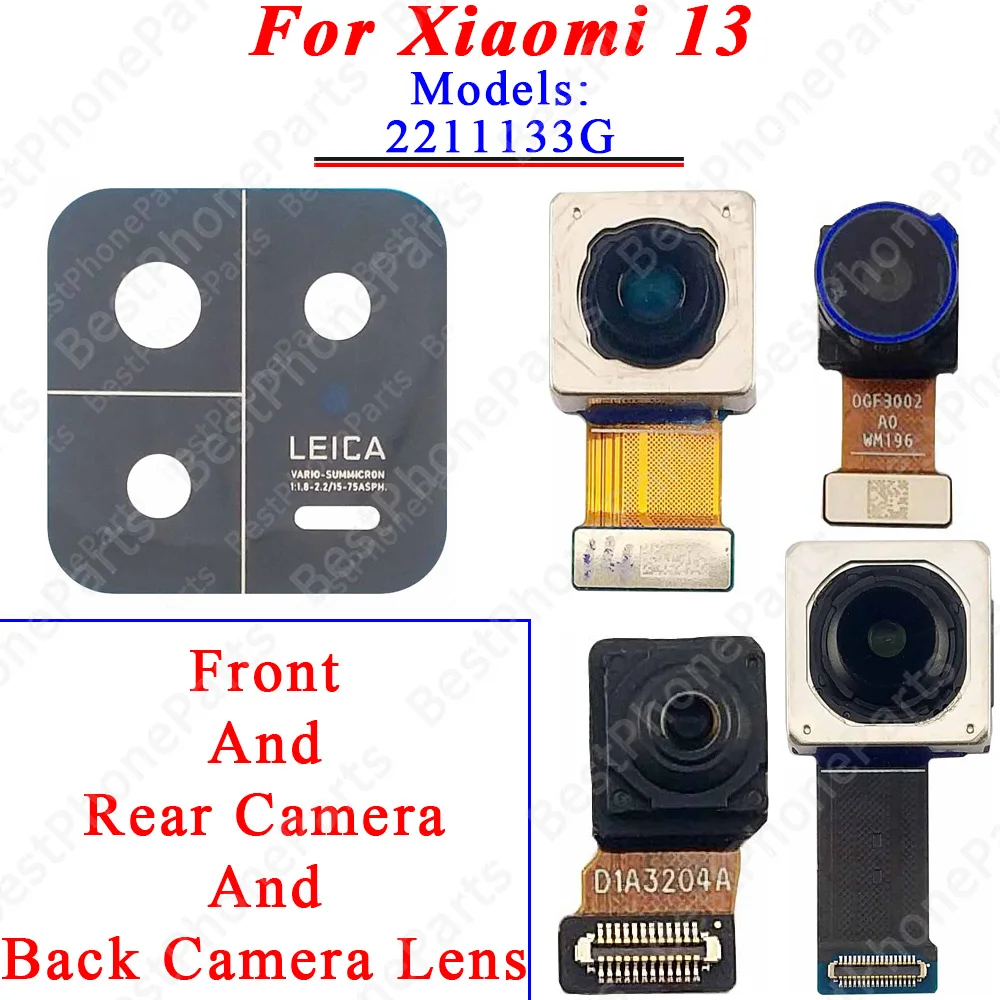 ل Xiaomi 13 2211133G غطاء عدسة الكاميرا وحدة الكاميرا الأمامية والخلفية فليكس كابل استبدال قطع الغيار