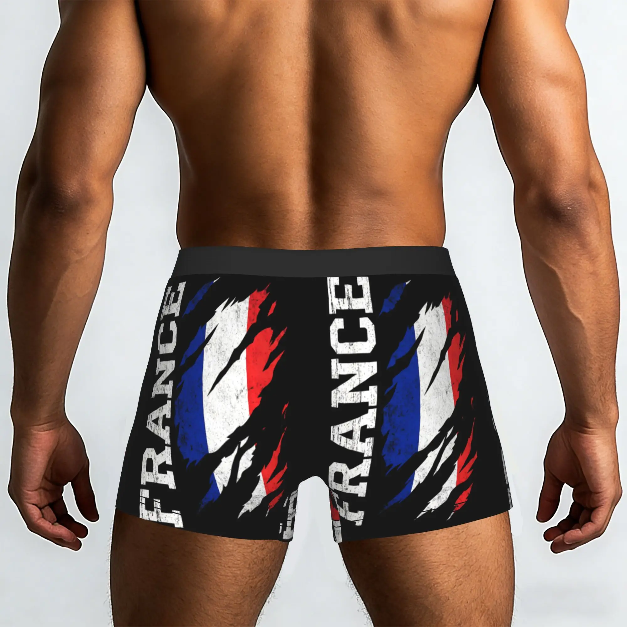 France Pride Ripped Claw Mark Flag France Underpants Breathbale Panties Men's Underwear Ventilate Shorts Boxer Briefs