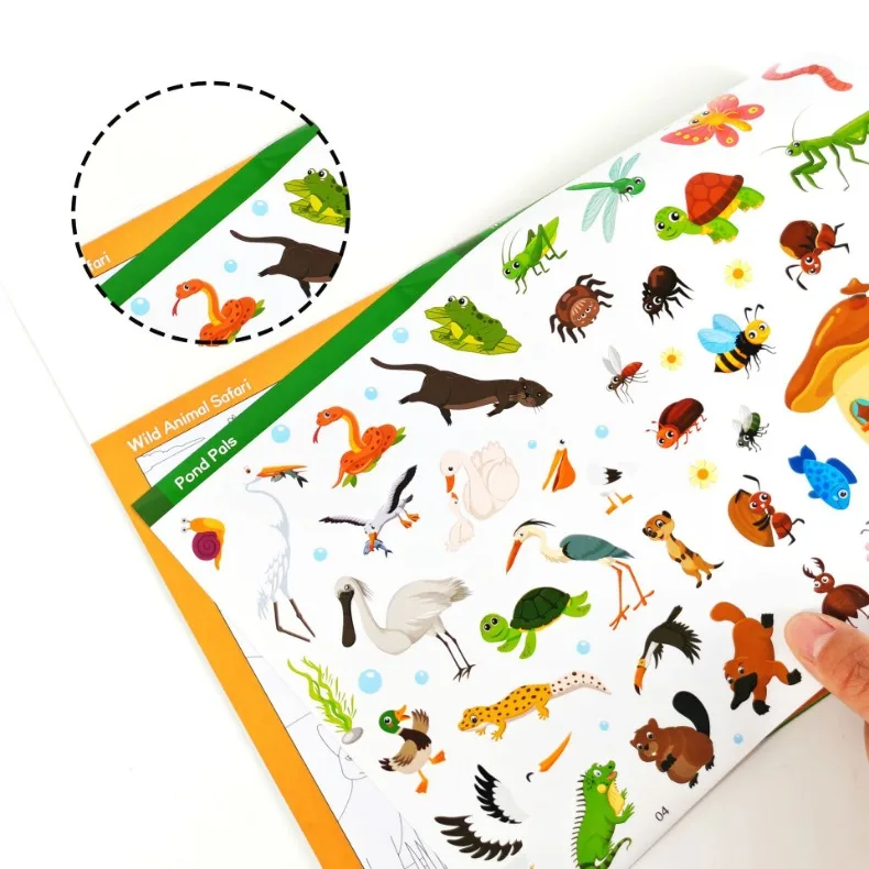 Fun Sticker Book, Search and Find Sticker Book Fun DIY Toy Book for Children Aged 3-10 Looking for Animal Parent-Child Interacti