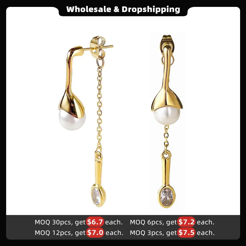 ENFASHION Special Spoon Pendant Earring Stainless Steel Gold Color Drop Earrings Pendientes Mujer Fashion Jewelry Party E221364