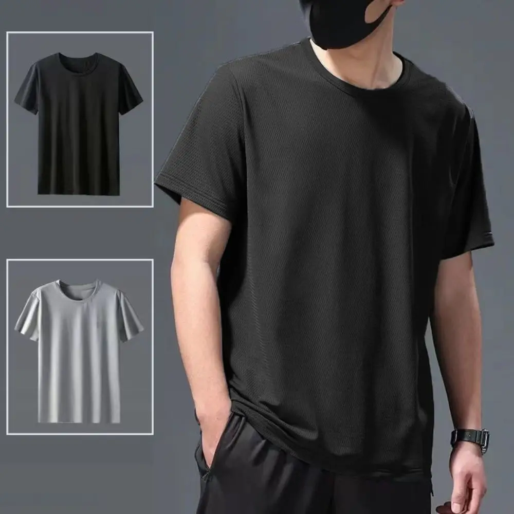 

Fashion Round Neck Quick Dry T Shirts Thin Simple Short Sleeve T-shirt Bottoming Shirt Loose Basic T-shirt for Men All-match