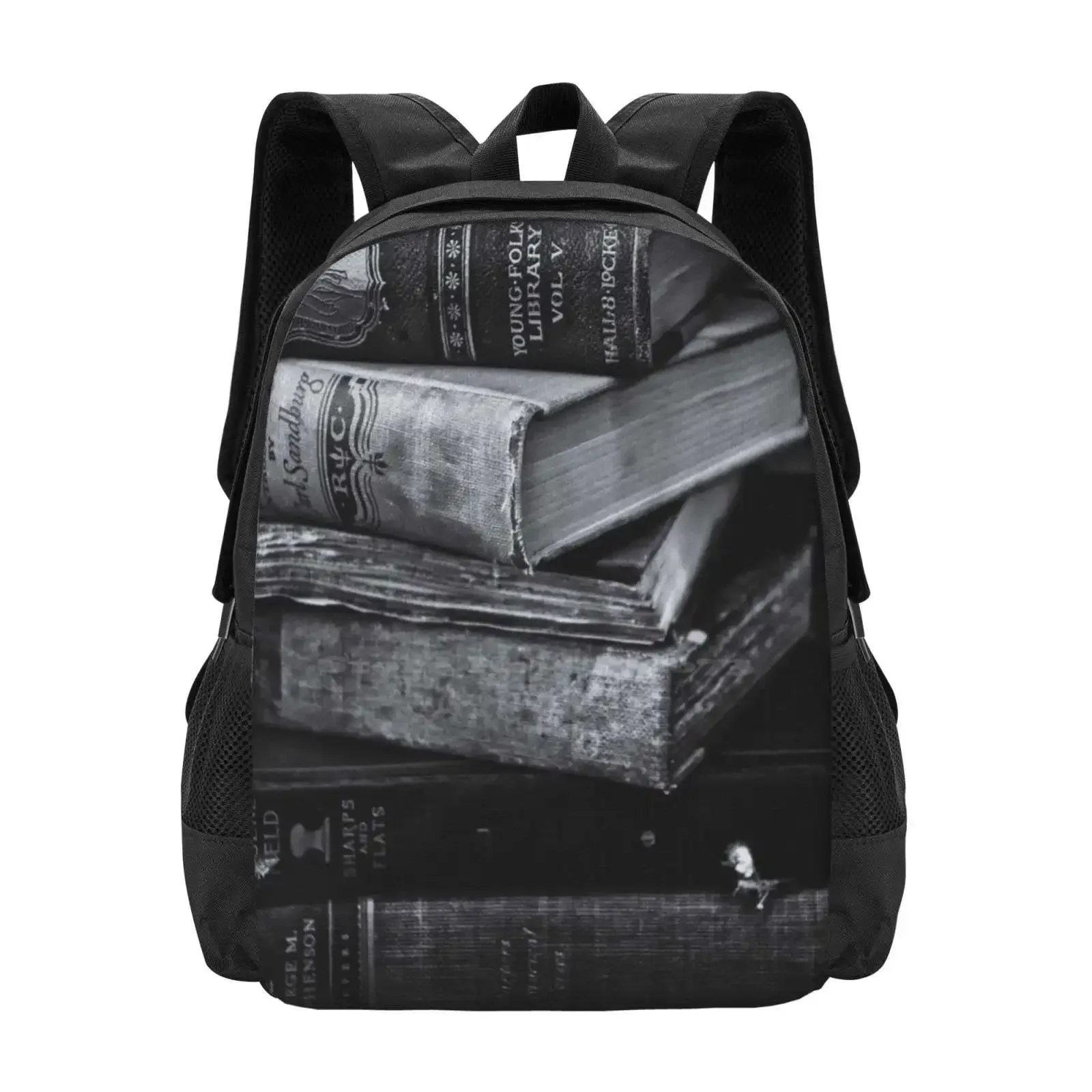 

Старые книги, модный узор, дизайн, дорожный ноутбук, школьный рюкзак, сумка, антикварная серая, старые книги, сложенная ворсовая бумага, задняя часть, коллекция