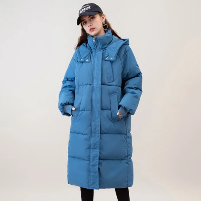 Fashion Parkas Jacket Women's Cotton Clothes Winter Hooded Female Thicken Warm Jackets Loose Long Over The Knee Overcoat