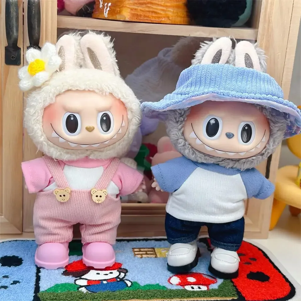 Mini ropa de muñeca de peluche, accesorios de atuendo para Corea Kpop Exo Labubu V1 V2, monos de oso Idol, regalo de ropa