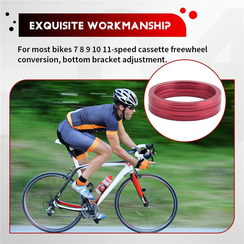 AA75-10 قطع الدراجة 7 8 9 10 11 سرعة كاسيت محور عجلة القيادة الفواصل 1 مم 1.5 مم 2 مم 2.5 مم 3 مم كرنك غسالة (أسود، أحمر)