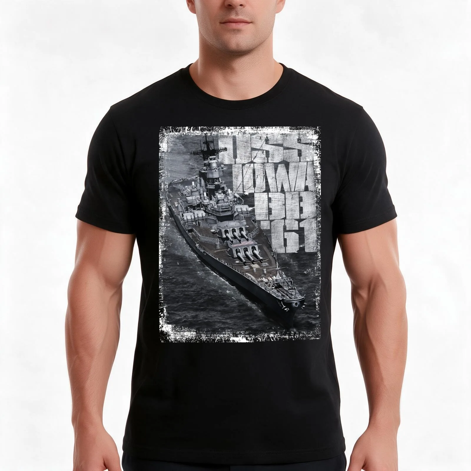Battleship Iowa T-Shirt Summer Casual Cotton Tee Oversized Streetwear Tops Vintage Graphic Print Loose Fit Short Sleeve