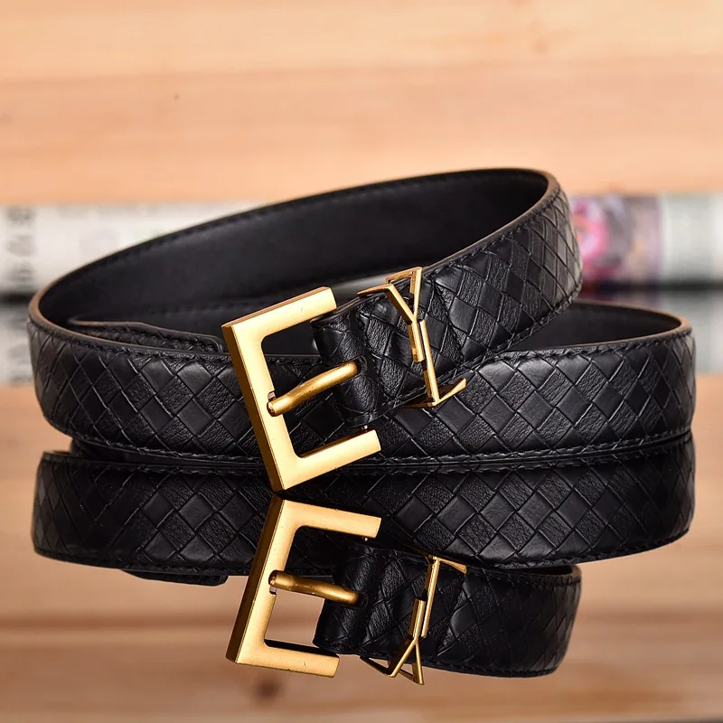 Luxury Simple Design Cowhide Belt for Women Jeans Casual Dress Metal Buckle Ladies Thin Belts Fashion Waistband Free Size