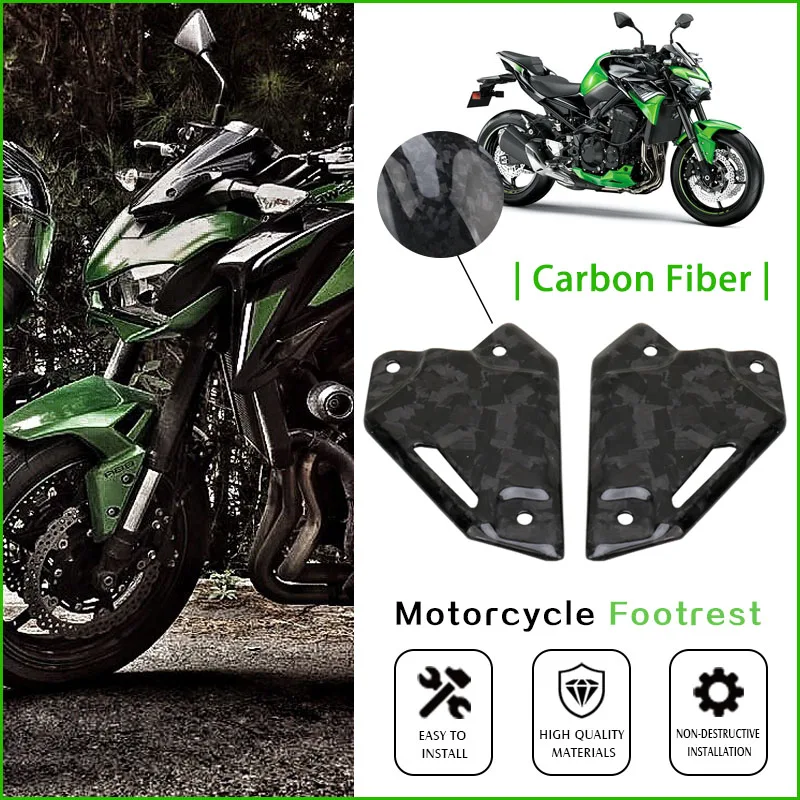 

For KAWASAKI Z900 2020-2023 Carbon Fiber Motorcycle Footrest Heel Guard Cove Rearsets Foot Rest Peg Protector