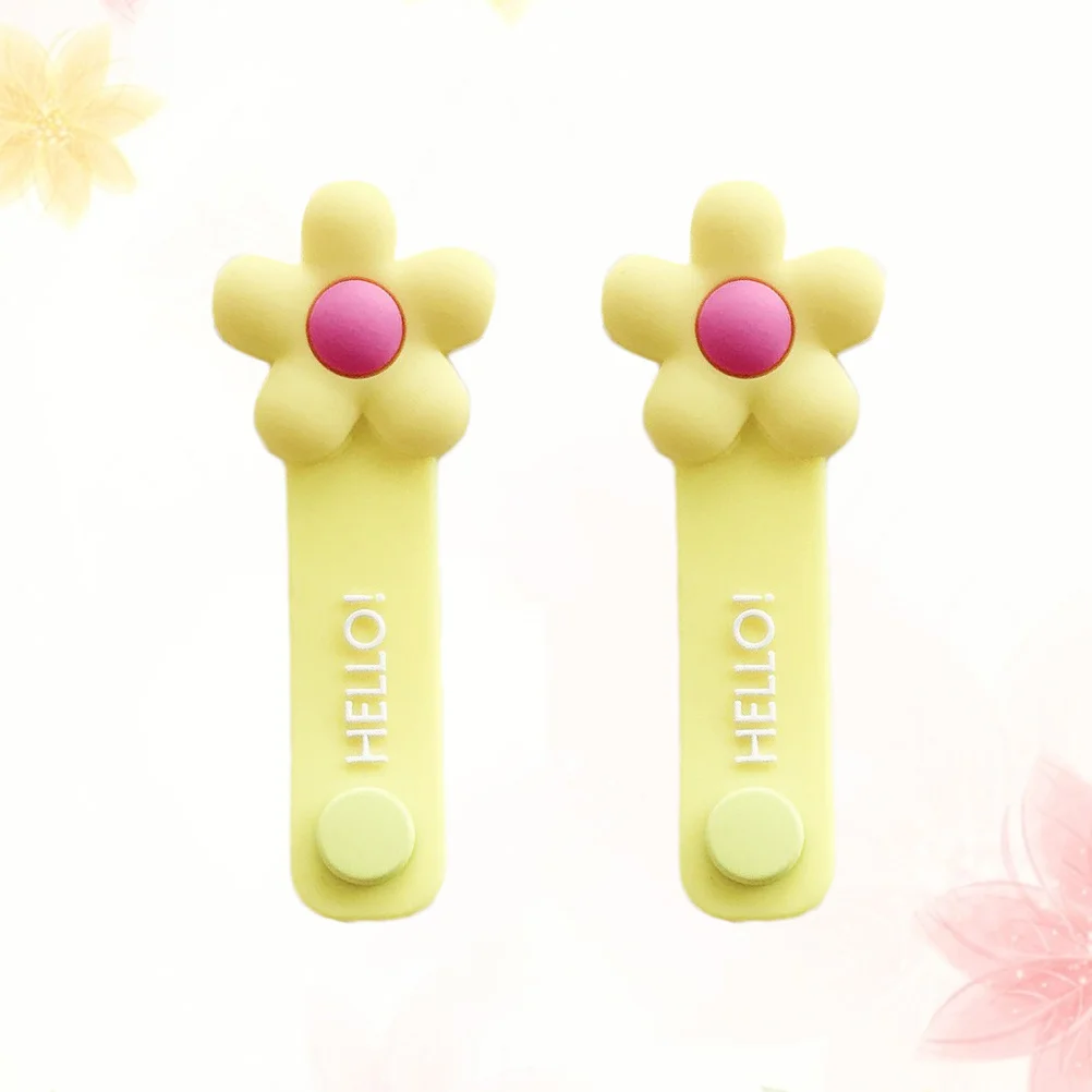 2 قطعة منظم الكابلات زهرة حامل سلك السيليكون الأصفر لسماعة الرأس كابلات Usb المنزل مكتب استخدام الغبار طارد الحبل اللفاف كليب