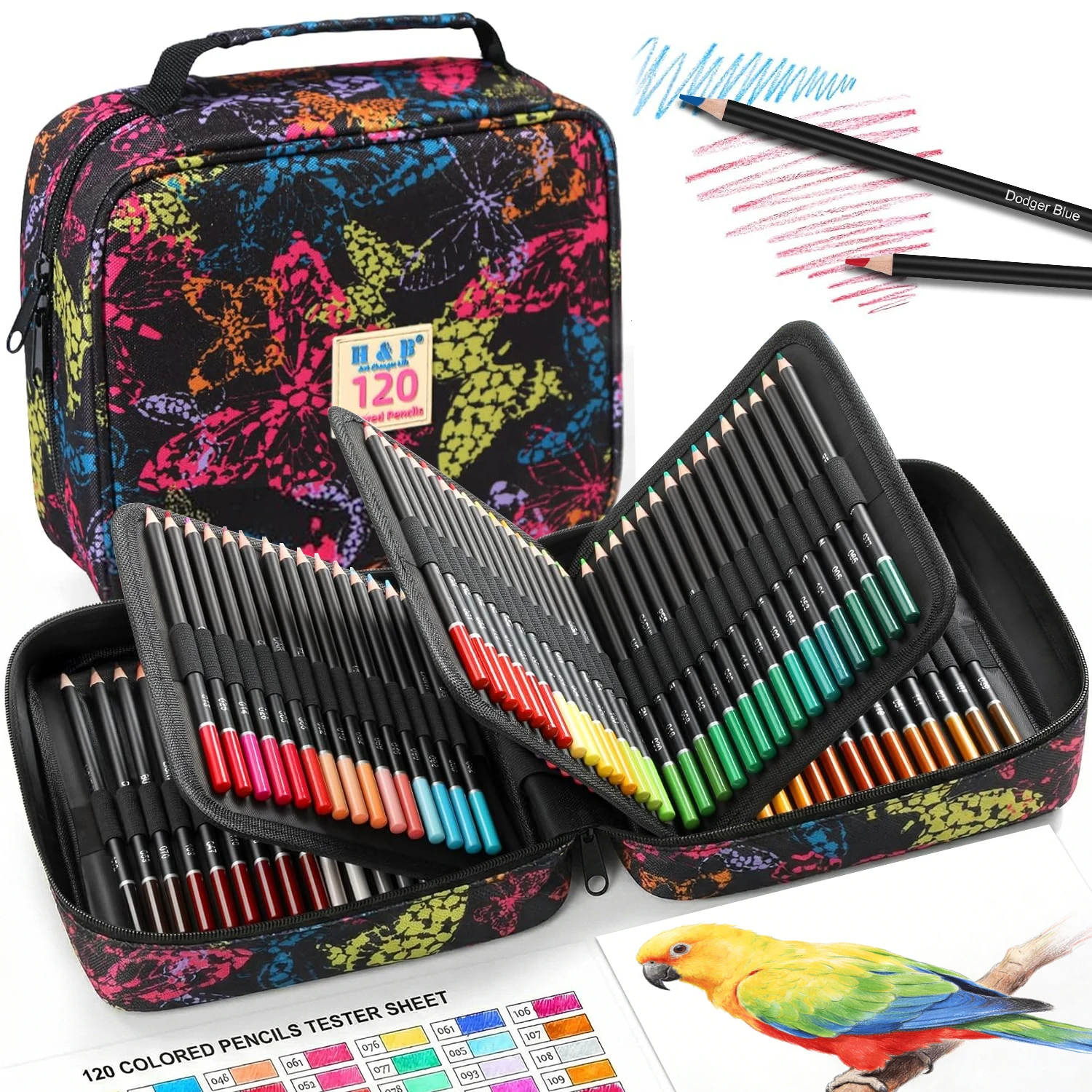 

72/120 Colored Pencils Set with Portable Zippered Travel Case,Oil-Based Soft Core,Professional Art Supplies for Adults & Artists