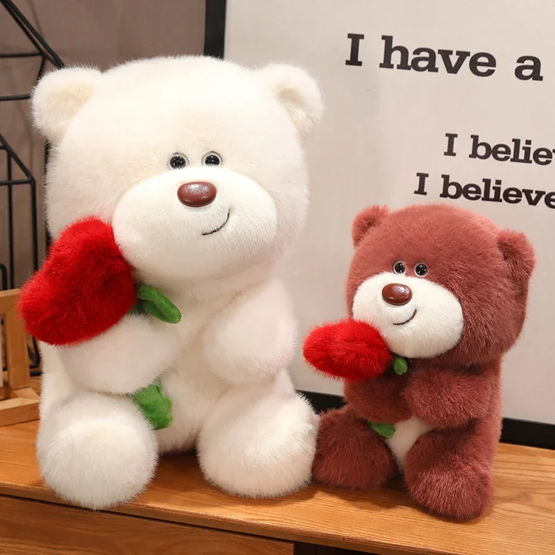 

25/35/45CM Cute Bear Holding Heart Plush Toys Stuffed Soft Pillow Lovely Valentine's Birthday Christmas Gifts