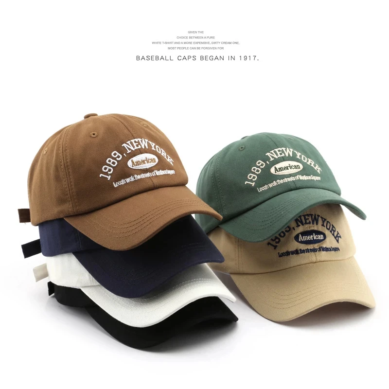 Männer und frau Baseball Caps Einstellbare Beiläufige Gestickte 1989 New York Amerikanischen Baumwolle Sonne Hüte Unisex Einfarbig Visier hüte