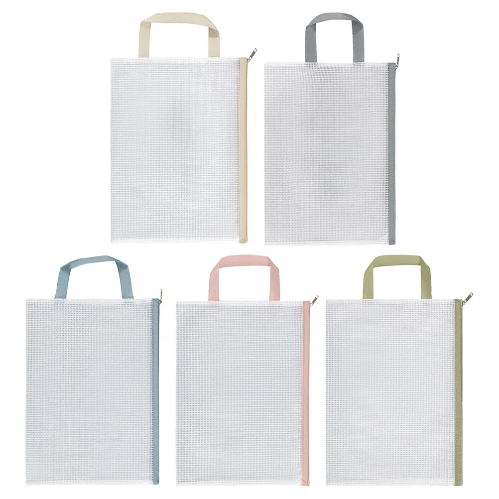 5 шт., сумка для файлов на молнии, сумка для хранения документов, тестовая бумажная сумка, сетчатая сумка для организации класса с застежкой-молнией, размер А4, переноска файлов