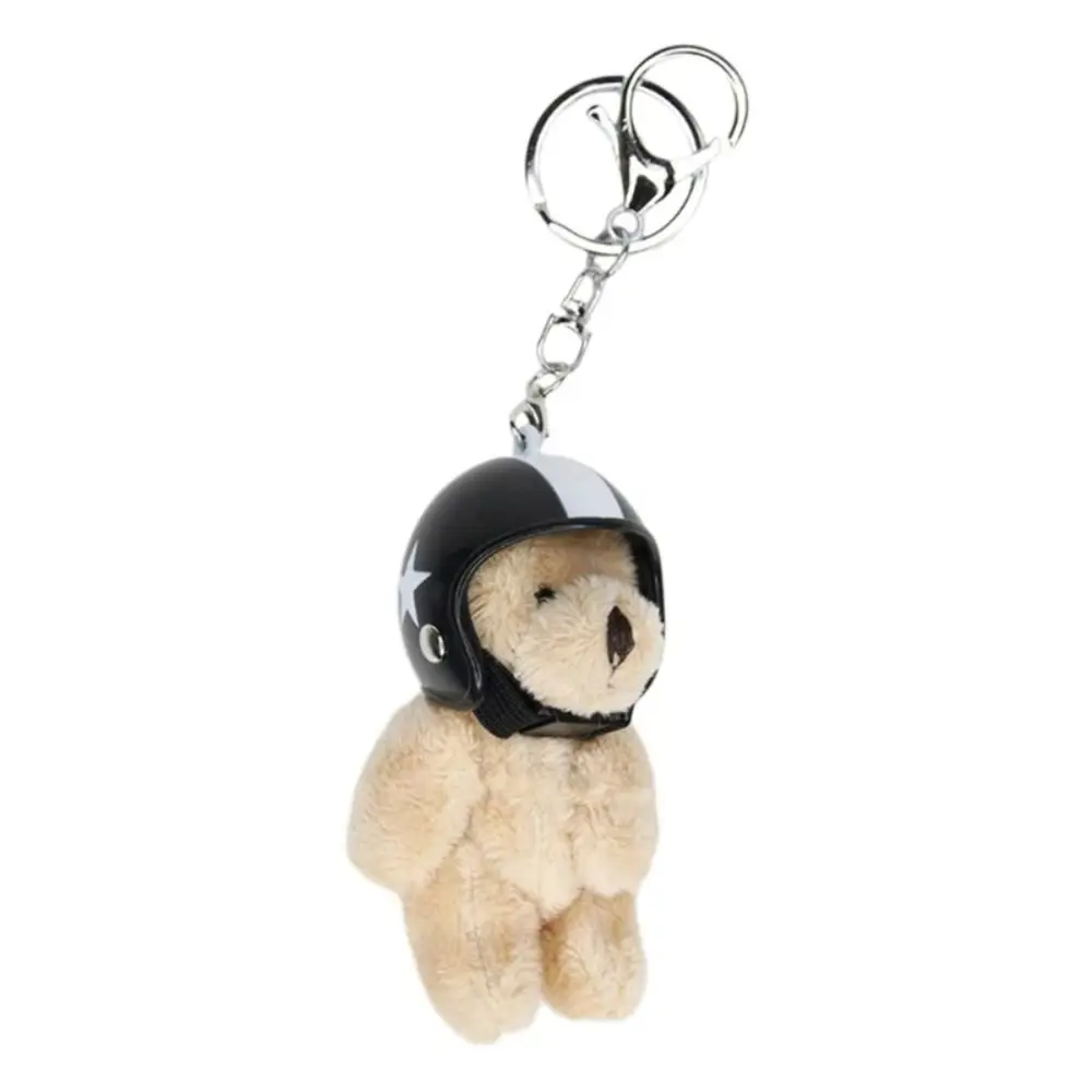 Personality The Four Limbs Moves Helmeted Bear Keychains Key Buckle Korean Style Key Chain Bag Pendant PP Cotton Bag Decoration