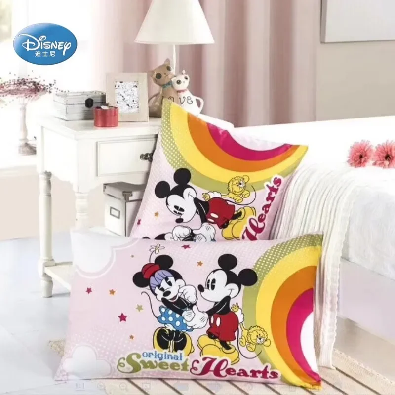 Disney New 100% Cotton Pillowcases 2Pcs Minnie Mickey Mouse Princess Mermaid Couple Pillow Cover Decorative PillowsCase 48x74cm