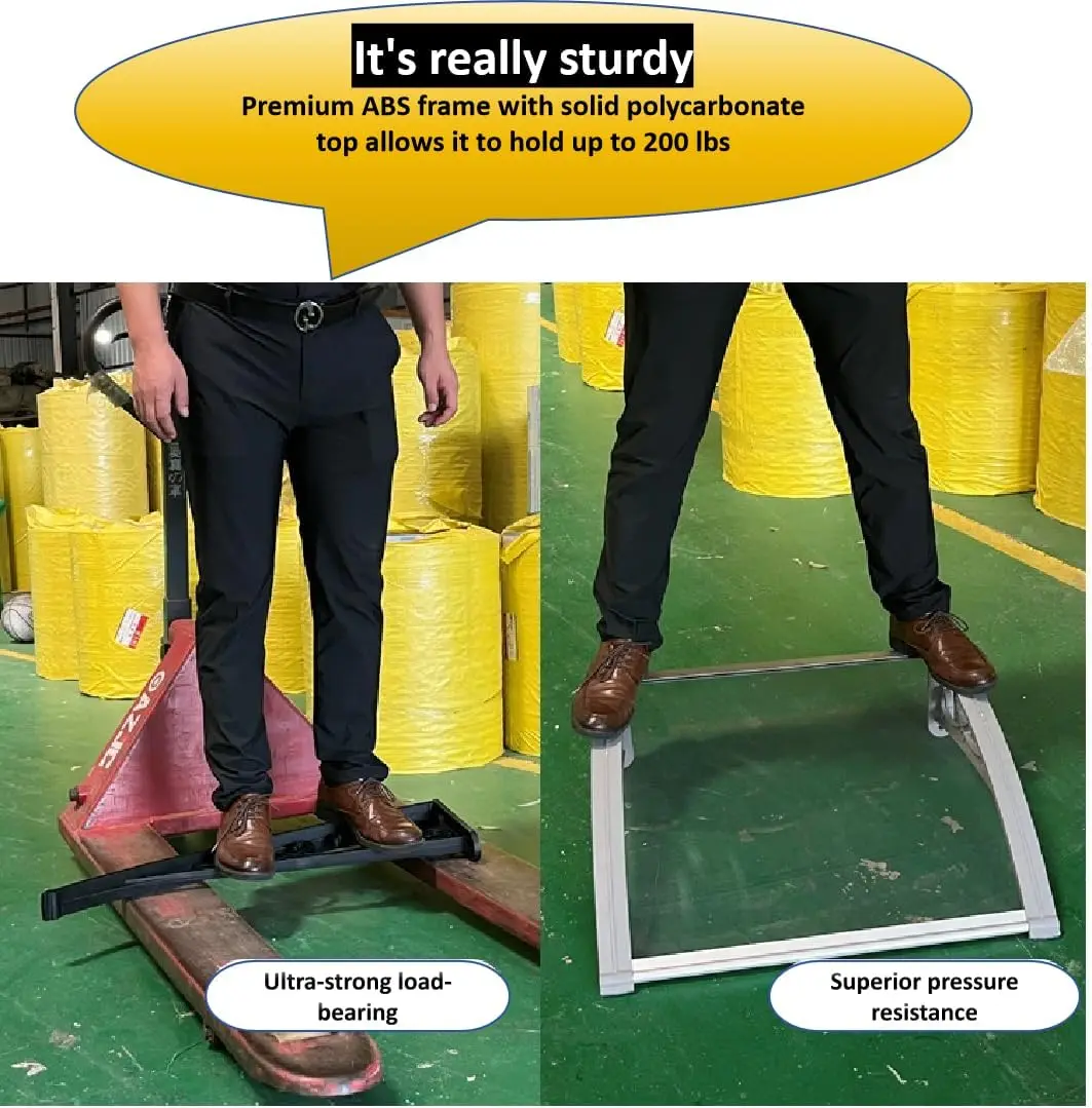 Window Door Awning, Brown Solid Polycarbonate Panel With Black Bracket (Light Brown, 40 In. X 40 In.)