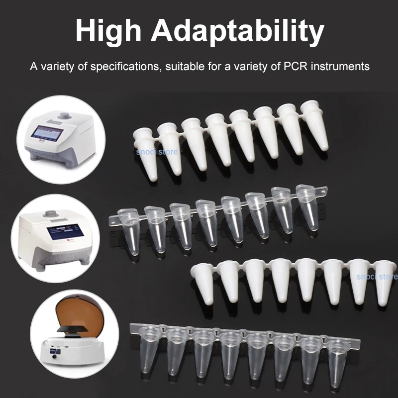 0.1/0.2 مللي Pcr 8/12 شرائط أنبوب مختبر الإسفار الكمي PCR أنبوب قطاع 125/200 قطعة PP أنبوب الطرد المركزي مع غطاء مختبر المورد