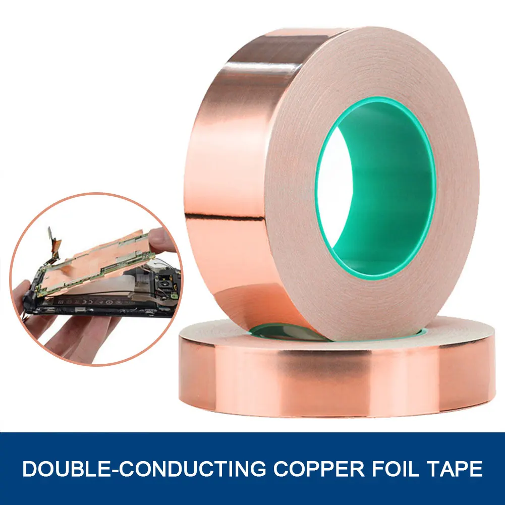 5/10/20mm *20M DIY Copper Foil Tape EMI Shielding Doubel Side Repair Adhesive Tape Snail for Transformer Mobile Phone