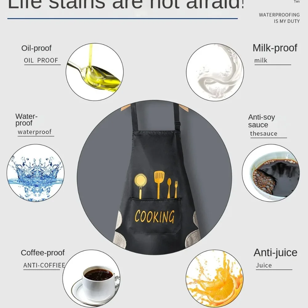 Apron for Home Kitchen Waterproof and Oil-Proof Adult Male and Female Couple Style Cooking Work Clothes Light and Thin image 6