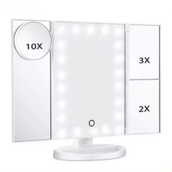 New foldable touch screen makeup 3X/2X/10X magnifying makeup mirror Portable LED nightlight desktop makeup mirror