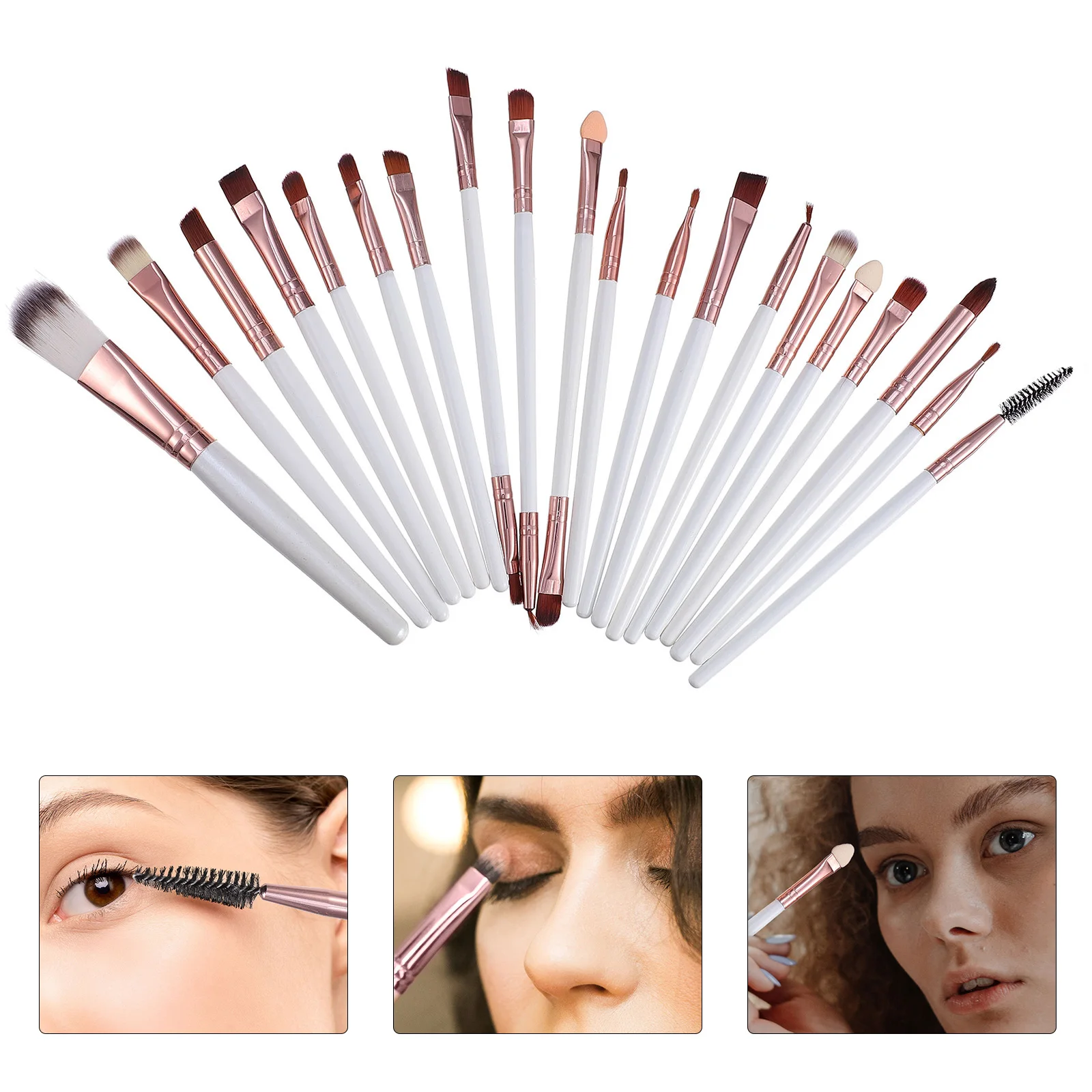 20개 브러시 세트 휴대용 메이크업 키트 파운데이션 컨실러 아이섀도우 블러쉬 브러시 나무 손잡이 메이크업 브러시 키트