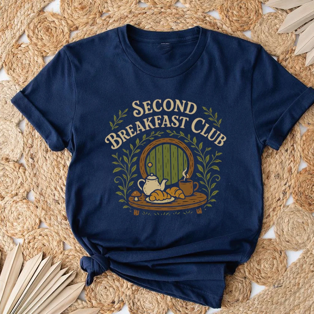 Second Breakfast Club T-shirt Fantasy Bookish Shirts Middle-Earth Fan Inspired Clothing Tee Unisex Short Sleeves Top Fans Gift view 6