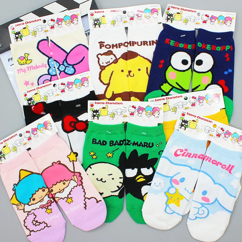 Cartoon Sanrio Kawaii Anime Girl Pure Cotton Home Warm Socks Kuromi Melody Cinnamoroll Warm Casual Socks Girl Gift Adult Sock