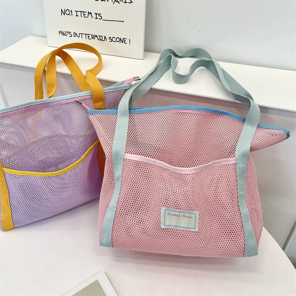 

Handbag Mesh Toiletry Bag Large Capacity Fresh Color Clothes Storage Bag Wash Bag Cosmetic Bag Hanging Shower Organizer