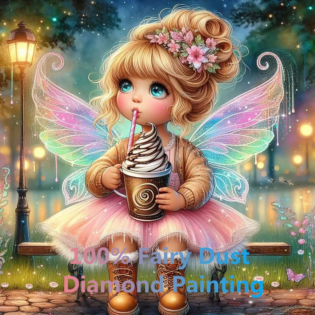 

Butterfly Girl 100% Fairy Dust Square Drill Full Diy Diamond Painting Cross Stitch Crystal AB Embroidery Mosaic Decor Needlework