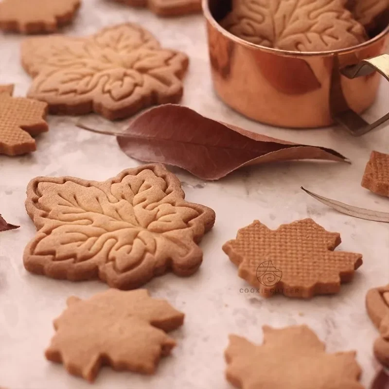 Autumn Pastry Pressed Mold Maple Leaf Shape Cookie Cutter Botany Biscuit Stamp 3D Baking Tool Accessories DIY Cake Kitchenware