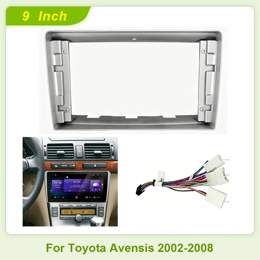 9 Inch Car Frame Fascia Adapter Decoder Android Radio Dash Fitting Panel Kit For Toyota Avensis 2002-2008