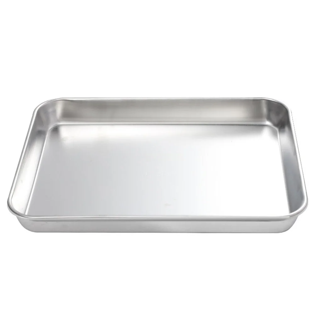 

1Pcs Stainless Steel Tray Rustproof Easy Clean Kitchen Supply Food Plate Silver Food Plate Stainless Steel Tray