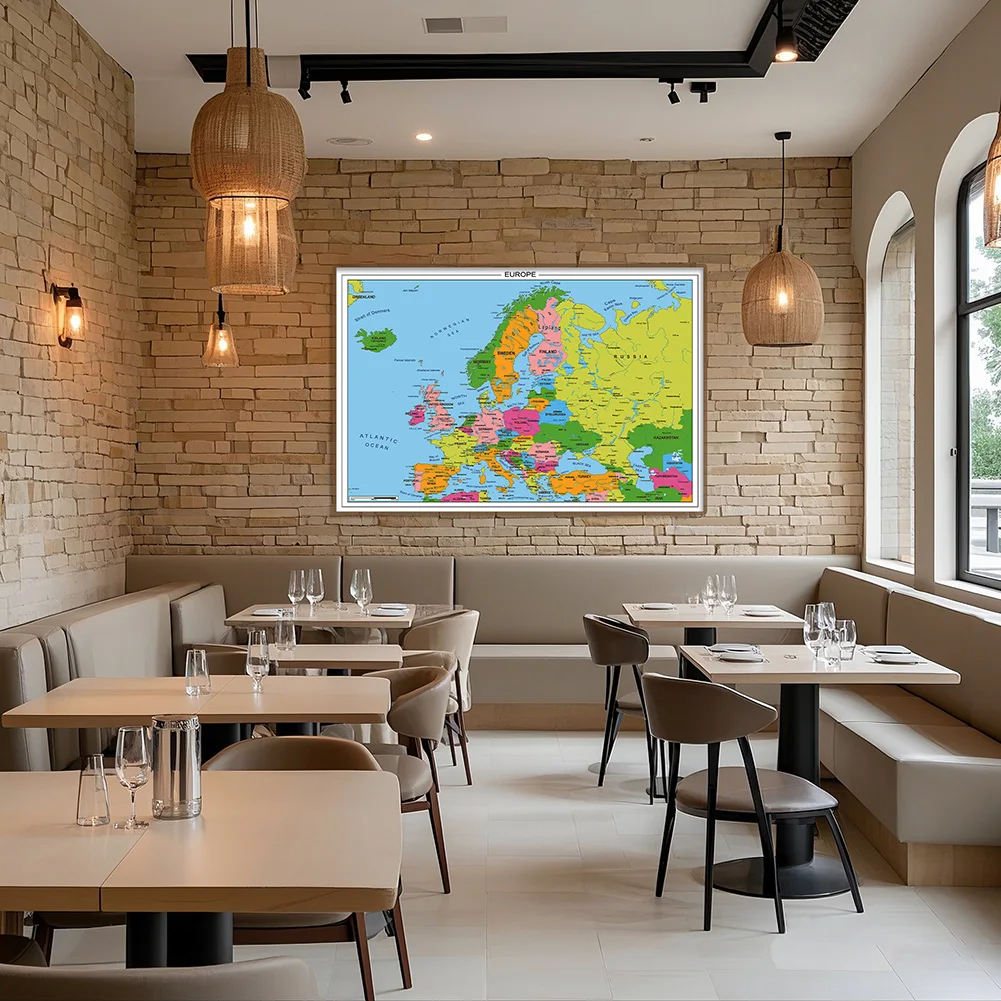 Vintage ยุโรปแผนที่โปสเตอร์รายละเอียด Travel ห้องเรียนโรงเรียน Wall Art สําหรับตกแต่งห้องนั่งเล่นสําหรับเด็ก Multi-ขนาด