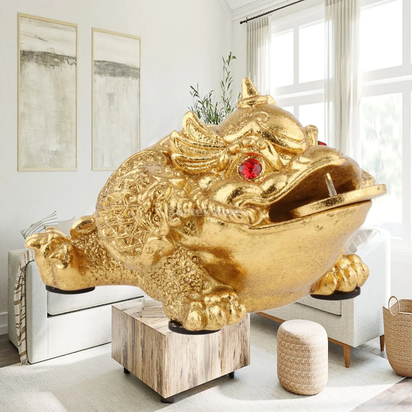 Feng Shui Toad Figurine Car Dashboard Decor Desktop Ornament Animal Sculpture for Bookshelf Cabinet Desk Home Birthday Gift