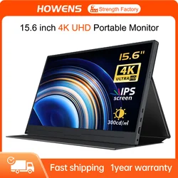 HOWENS 15,6 Zoll 4K Ultra Clearscreen HD Gaming Monitor Tragbarer Bildschirm USB-C HDMI kompatibel extern für Xbox Switch Laptop