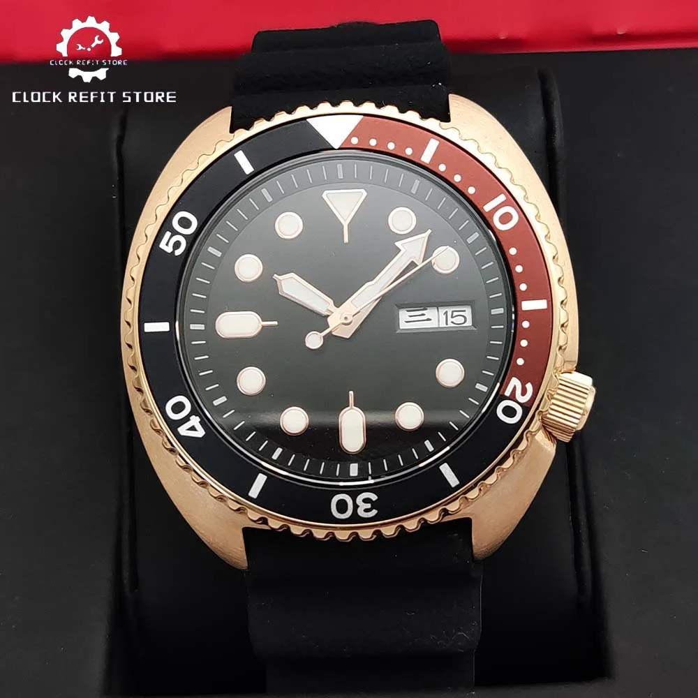 Men's 45mm Luxury Business Rose Gold Sapphire Glass Rubber Strap Two Tone Bezel Men's Automatic Mechanical Watch