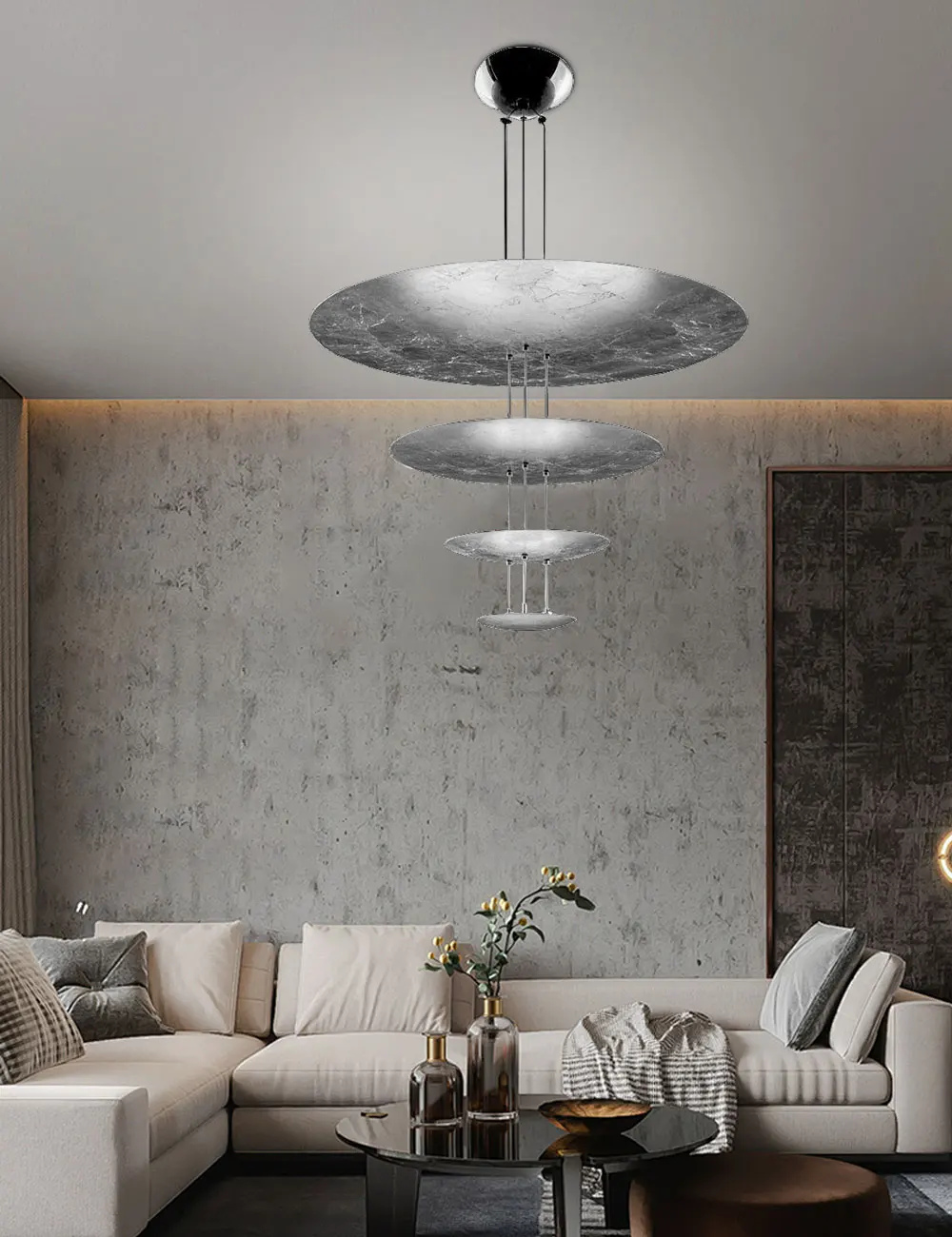 2 Layer Chrome Umbrella Dimmable LED Chandelier