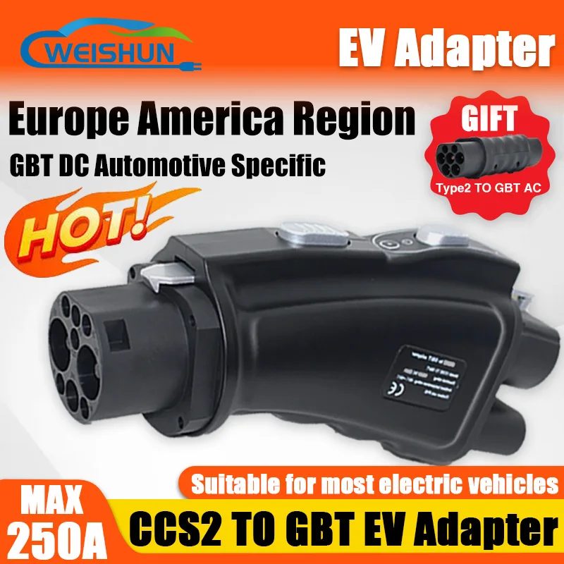 CCS2 TO GBT EV Adapter 250A 250KW 1000V CCS Combo 2 To gb/t DC Fast Charging Station Converter Electric Vehicle Charger Adaptor