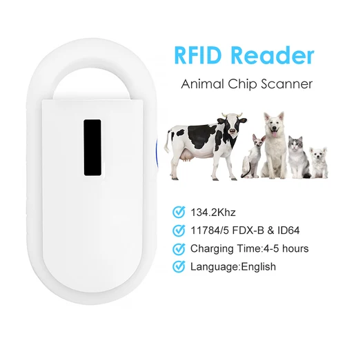 Lector RFID de microchip animal recargable de 134,2 KHz |   Escáner de chips para mascotas con identificación digital portátil PT160 para gestión de perros y gatos