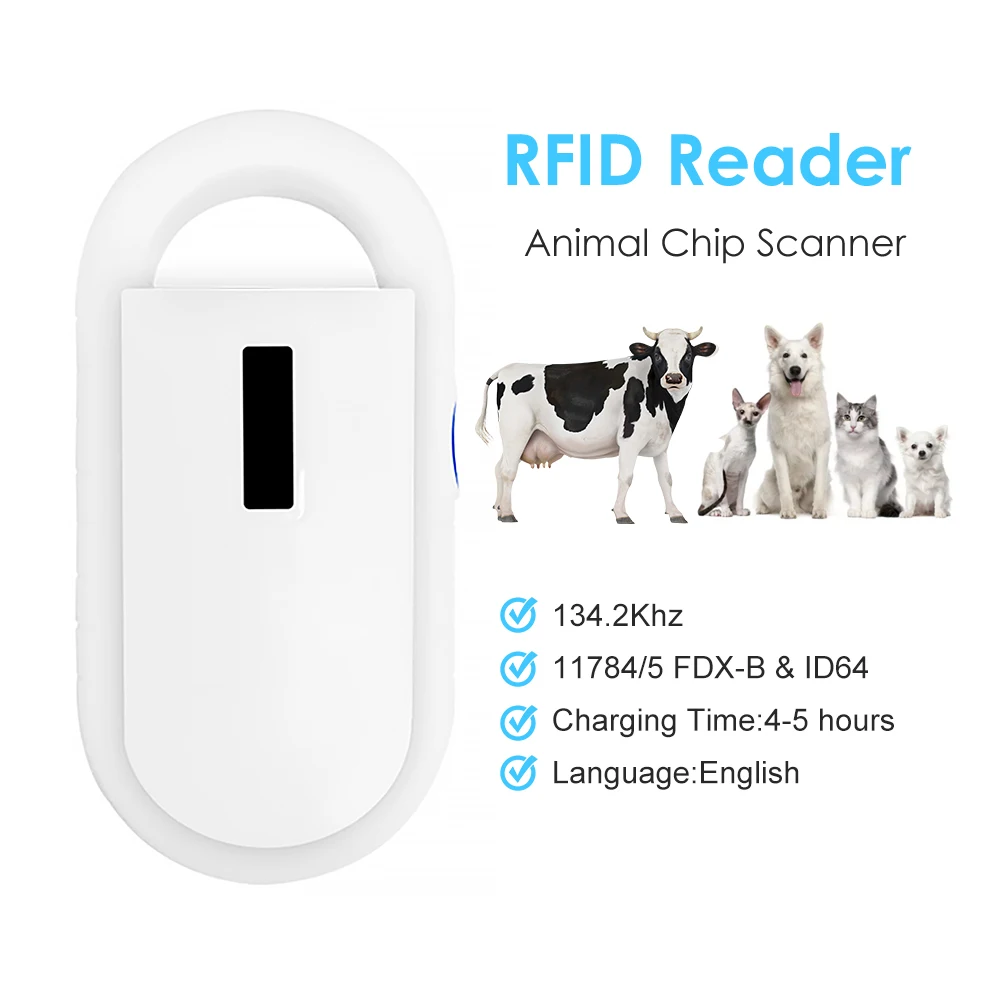 recarregavel microchip leitor rfid handheld digital id pet chip scanner dog cat gestao pt160 1342khz 01